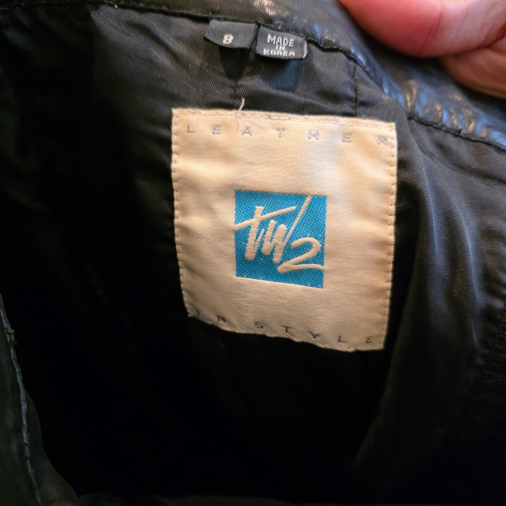 Tannery West Vintage Black Genuine Leather Pleated High Waist Pants Womens 8 - Picture 4 of 13